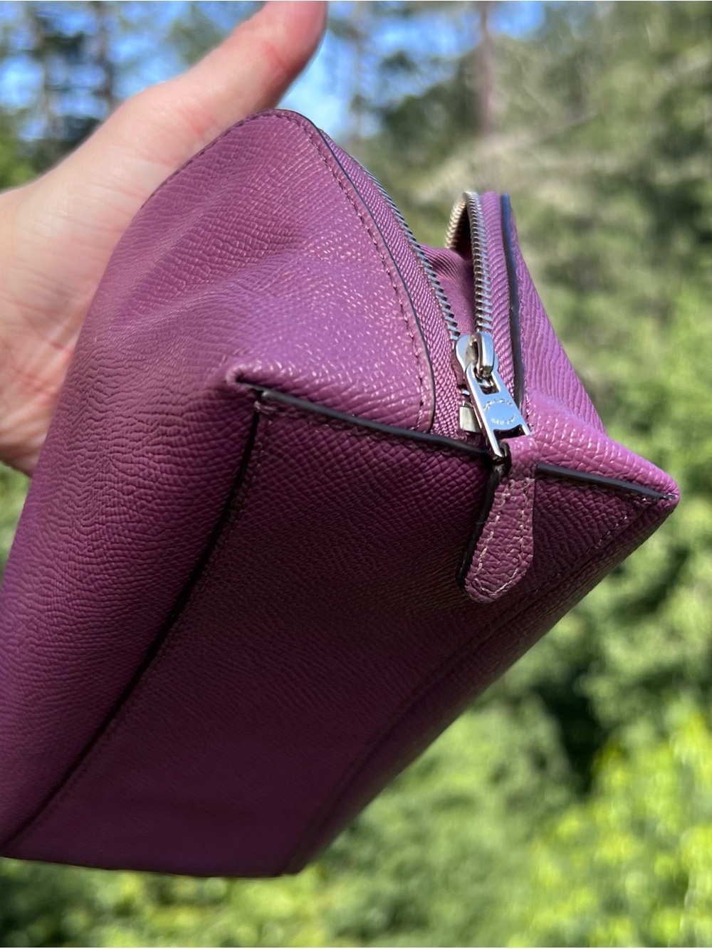 COACH Makeup Bag Small Purple Cosmetic Pouch with Silver Hardware AUTHENTIC - Picture 6 of 11